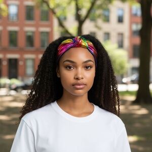 Women's Cross Knot Headband, Metallic Rainbow